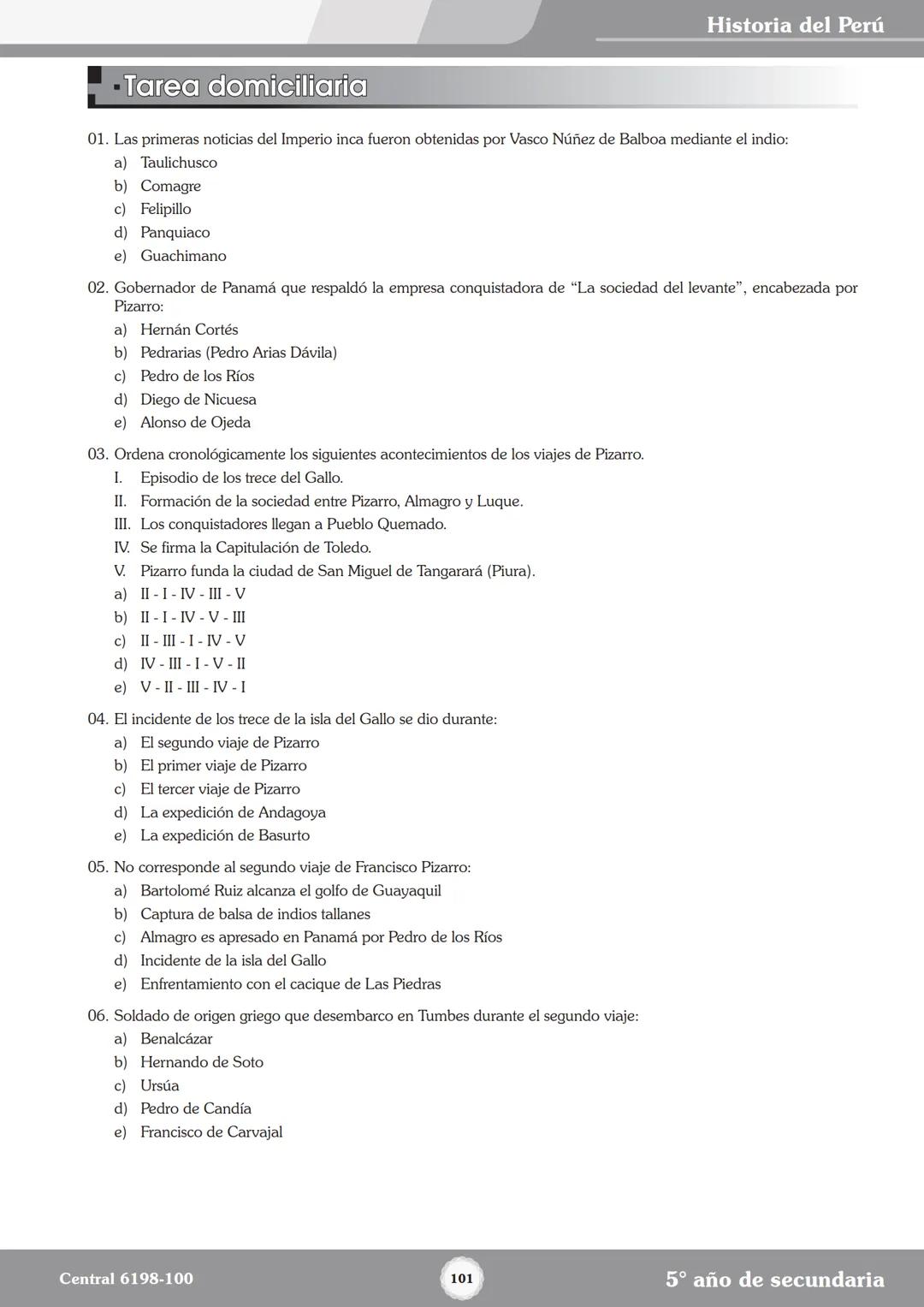 Colegios
# TRILCE
5.º San Marcos
Historia del Perú # Índice
I Bimestre
Capítulo 1
Primeros Pobladores Americanos
5
Capítulo 2
Poblamient