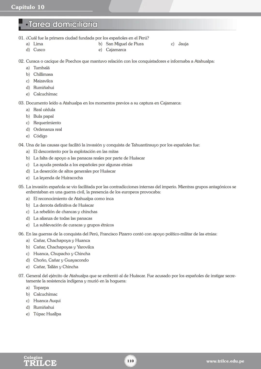 Colegios
# TRILCE
5.º San Marcos
Historia del Perú # Índice
I Bimestre
Capítulo 1
Primeros Pobladores Americanos
5
Capítulo 2
Poblamient