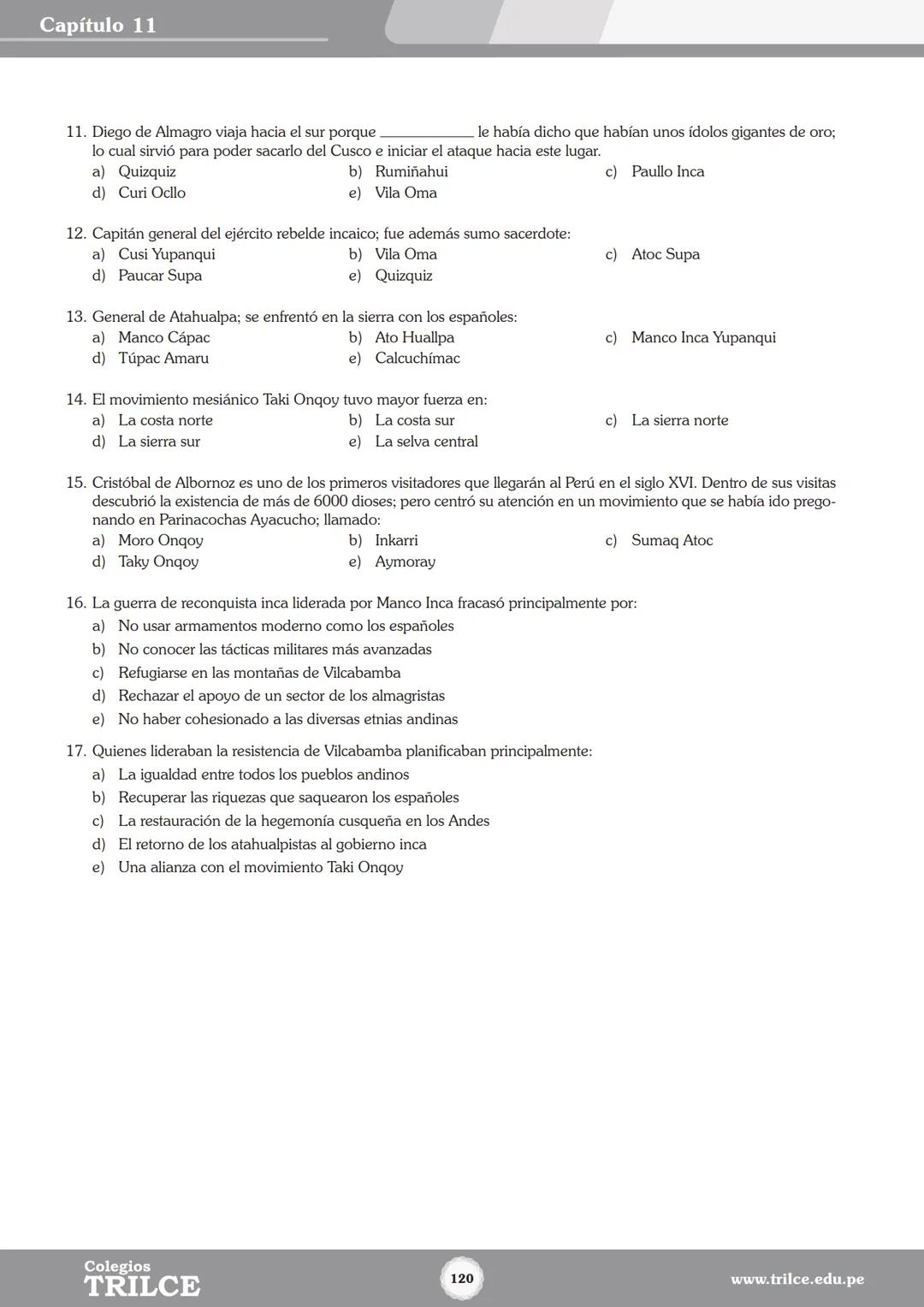 Colegios
# TRILCE
5.º San Marcos
Historia del Perú # Índice
I Bimestre
Capítulo 1
Primeros Pobladores Americanos
5
Capítulo 2
Poblamient