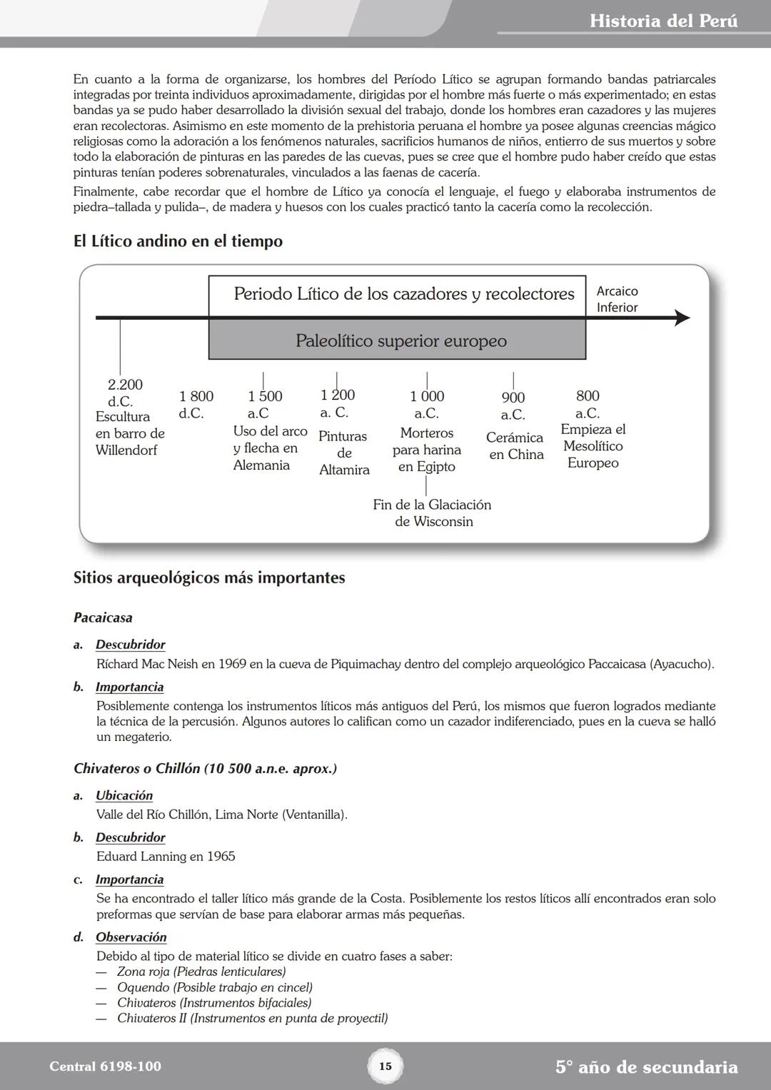 Colegios
# TRILCE
5.º San Marcos
Historia del Perú # Índice
I Bimestre
Capítulo 1
Primeros Pobladores Americanos
5
Capítulo 2
Poblamient