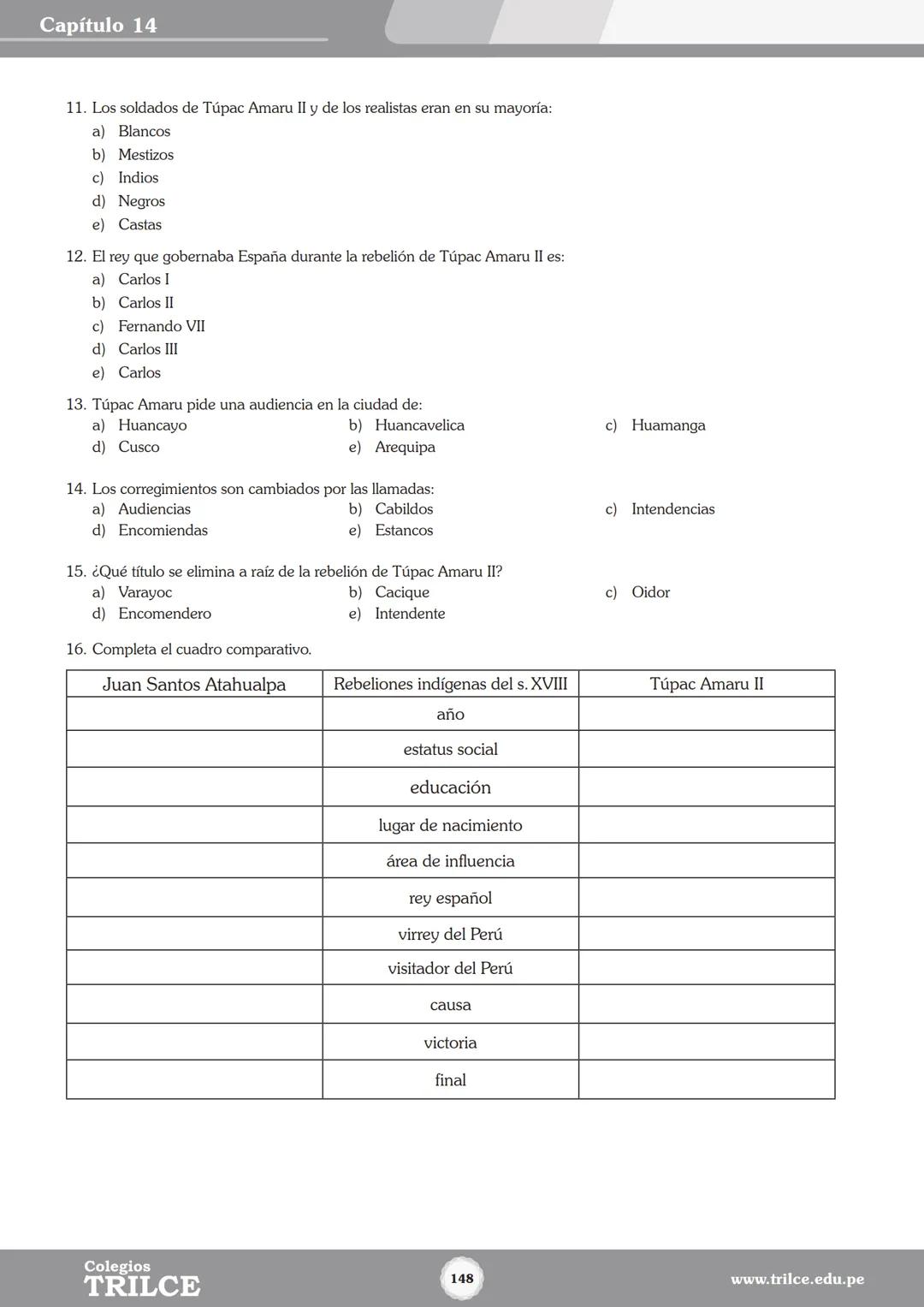 Colegios
# TRILCE
5.º San Marcos
Historia del Perú # Índice
I Bimestre
Capítulo 1
Primeros Pobladores Americanos
5
Capítulo 2
Poblamient