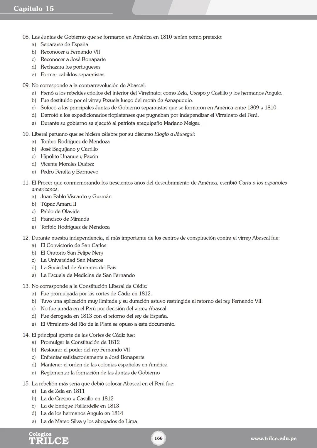 Colegios
# TRILCE
5.º San Marcos
Historia del Perú # Índice
I Bimestre
Capítulo 1
Primeros Pobladores Americanos
5
Capítulo 2
Poblamient