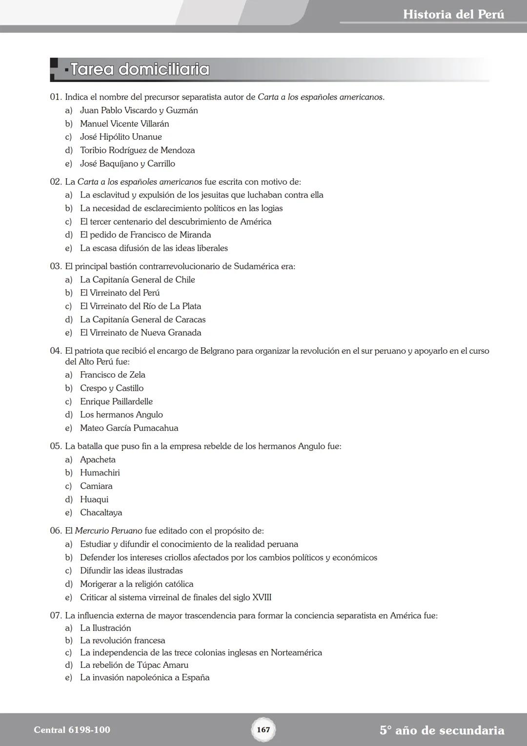 Colegios
# TRILCE
5.º San Marcos
Historia del Perú # Índice
I Bimestre
Capítulo 1
Primeros Pobladores Americanos
5
Capítulo 2
Poblamient