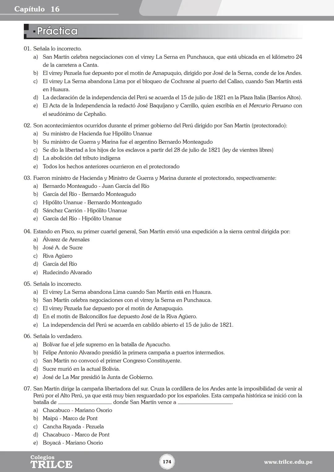 Colegios
# TRILCE
5.º San Marcos
Historia del Perú # Índice
I Bimestre
Capítulo 1
Primeros Pobladores Americanos
5
Capítulo 2
Poblamient