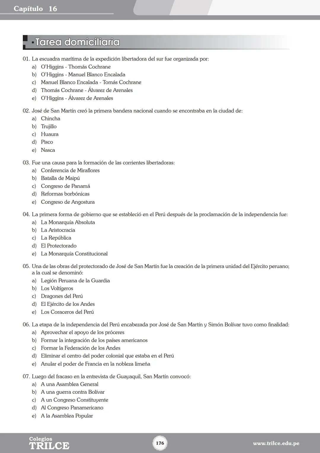 Colegios
# TRILCE
5.º San Marcos
Historia del Perú # Índice
I Bimestre
Capítulo 1
Primeros Pobladores Americanos
5
Capítulo 2
Poblamient