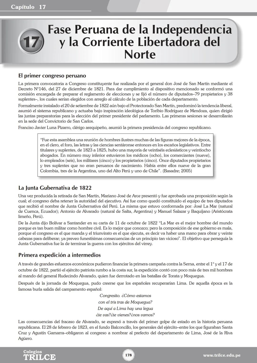 Colegios
# TRILCE
5.º San Marcos
Historia del Perú # Índice
I Bimestre
Capítulo 1
Primeros Pobladores Americanos
5
Capítulo 2
Poblamient
