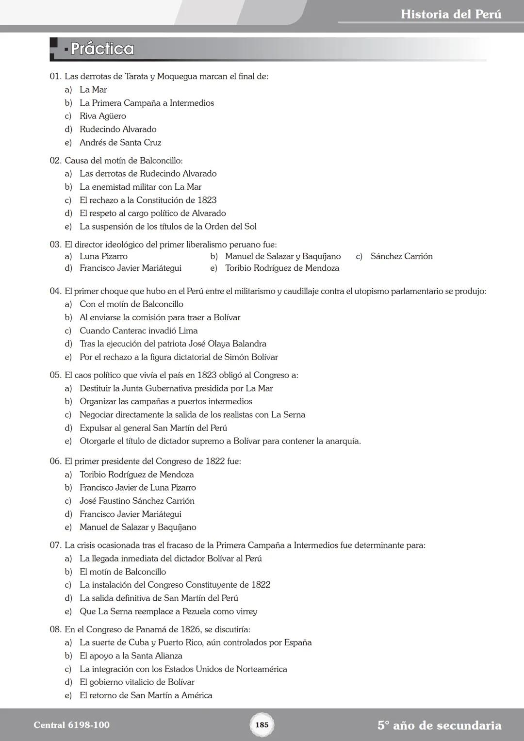 Colegios
# TRILCE
5.º San Marcos
Historia del Perú # Índice
I Bimestre
Capítulo 1
Primeros Pobladores Americanos
5
Capítulo 2
Poblamient