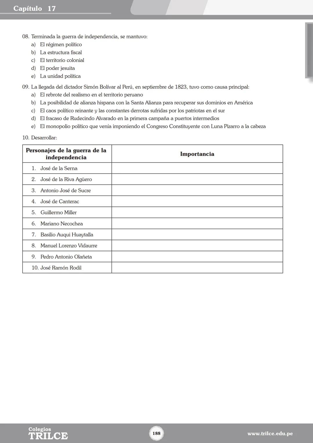 Colegios
# TRILCE
5.º San Marcos
Historia del Perú # Índice
I Bimestre
Capítulo 1
Primeros Pobladores Americanos
5
Capítulo 2
Poblamient