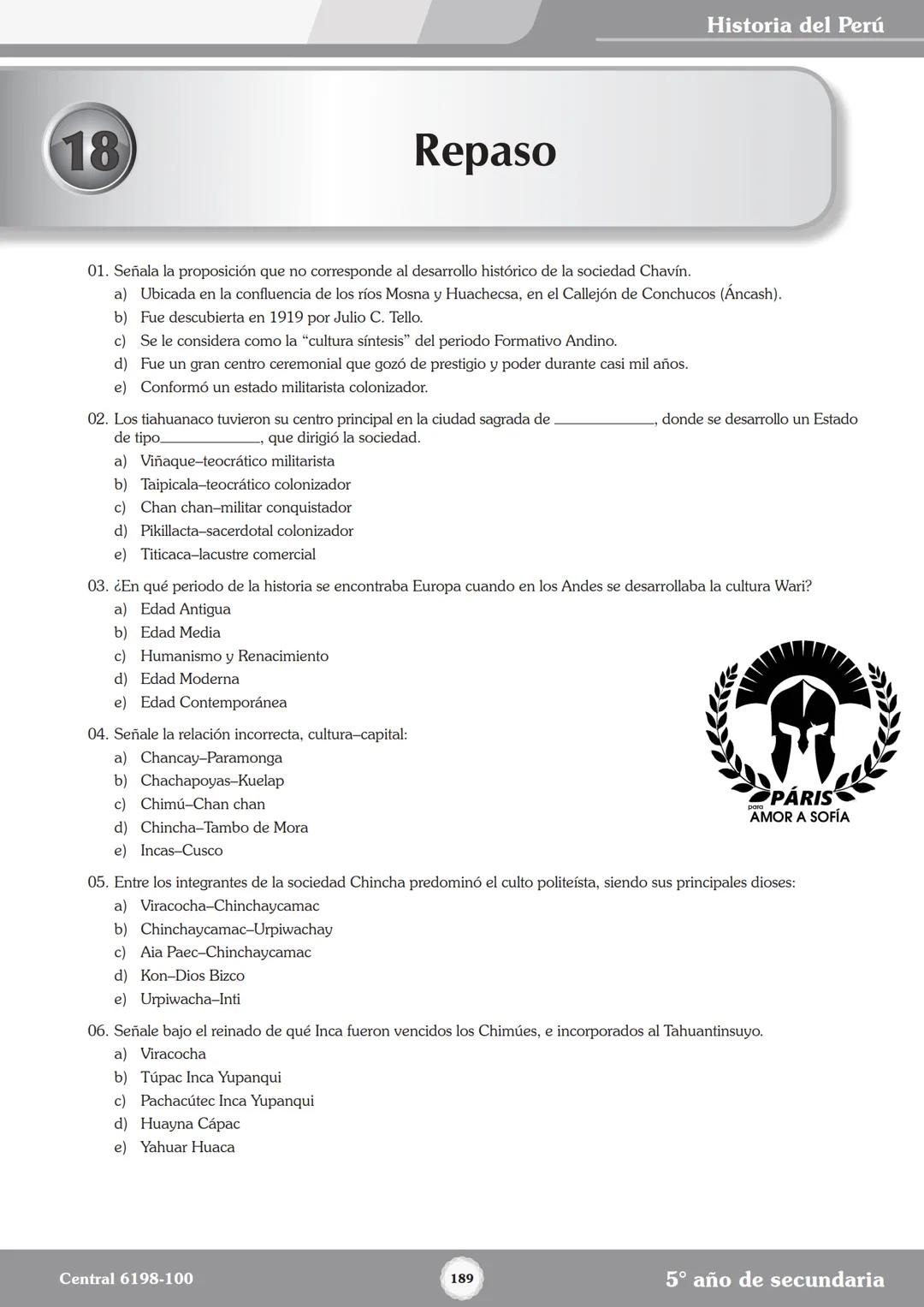Colegios
# TRILCE
5.º San Marcos
Historia del Perú # Índice
I Bimestre
Capítulo 1
Primeros Pobladores Americanos
5
Capítulo 2
Poblamient