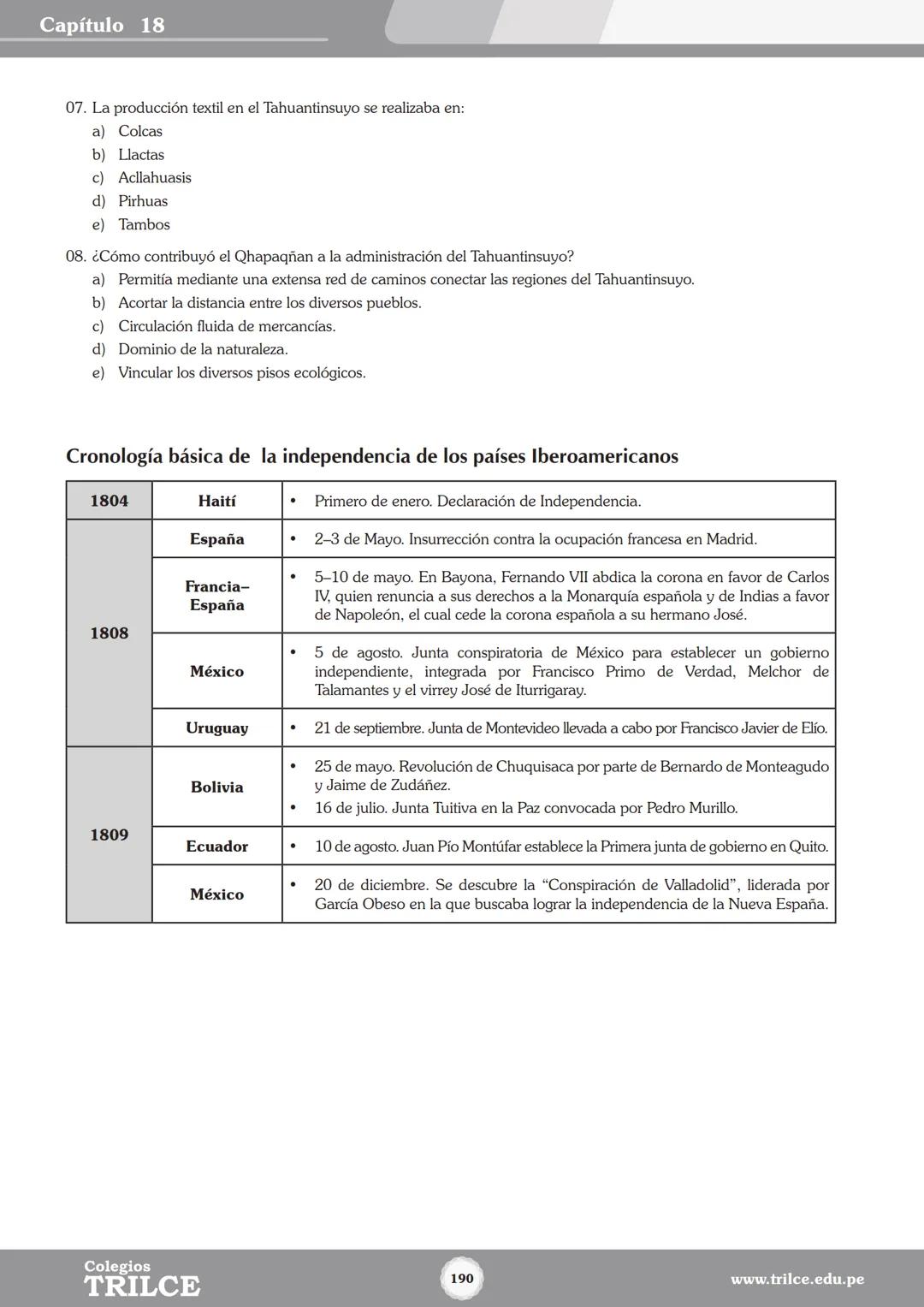 Colegios
# TRILCE
5.º San Marcos
Historia del Perú # Índice
I Bimestre
Capítulo 1
Primeros Pobladores Americanos
5
Capítulo 2
Poblamient