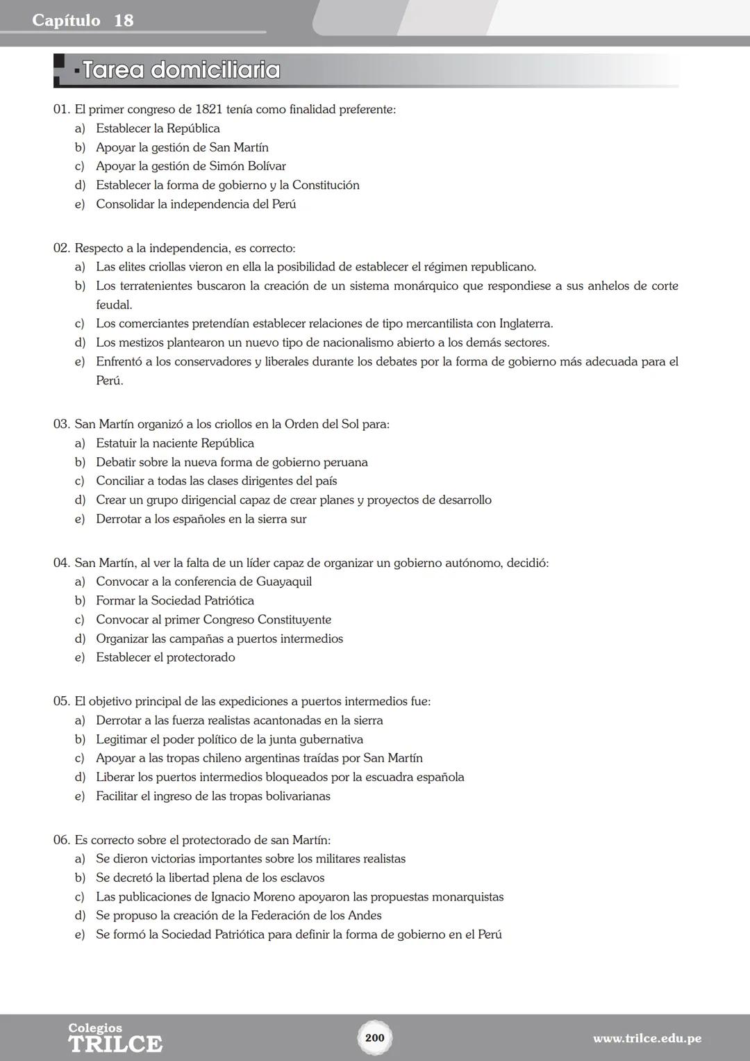 Colegios
# TRILCE
5.º San Marcos
Historia del Perú # Índice
I Bimestre
Capítulo 1
Primeros Pobladores Americanos
5
Capítulo 2
Poblamient