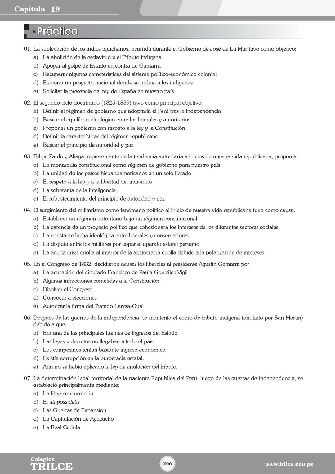 Colegios
# TRILCE
5.º San Marcos
Historia del Perú # Índice
I Bimestre
Capítulo 1
Primeros Pobladores Americanos
5
Capítulo 2
Poblamient
