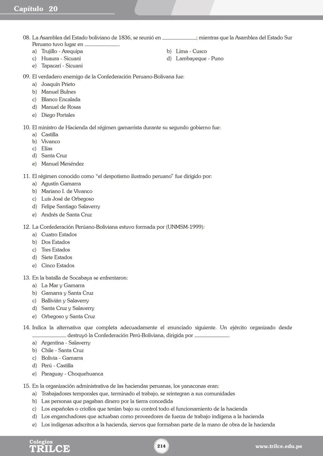 Colegios
# TRILCE
5.º San Marcos
Historia del Perú # Índice
I Bimestre
Capítulo 1
Primeros Pobladores Americanos
5
Capítulo 2
Poblamient