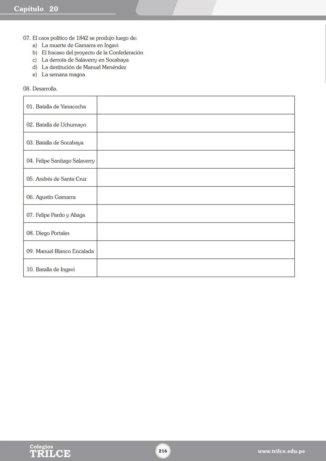 Colegios
# TRILCE
5.º San Marcos
Historia del Perú # Índice
I Bimestre
Capítulo 1
Primeros Pobladores Americanos
5
Capítulo 2
Poblamient