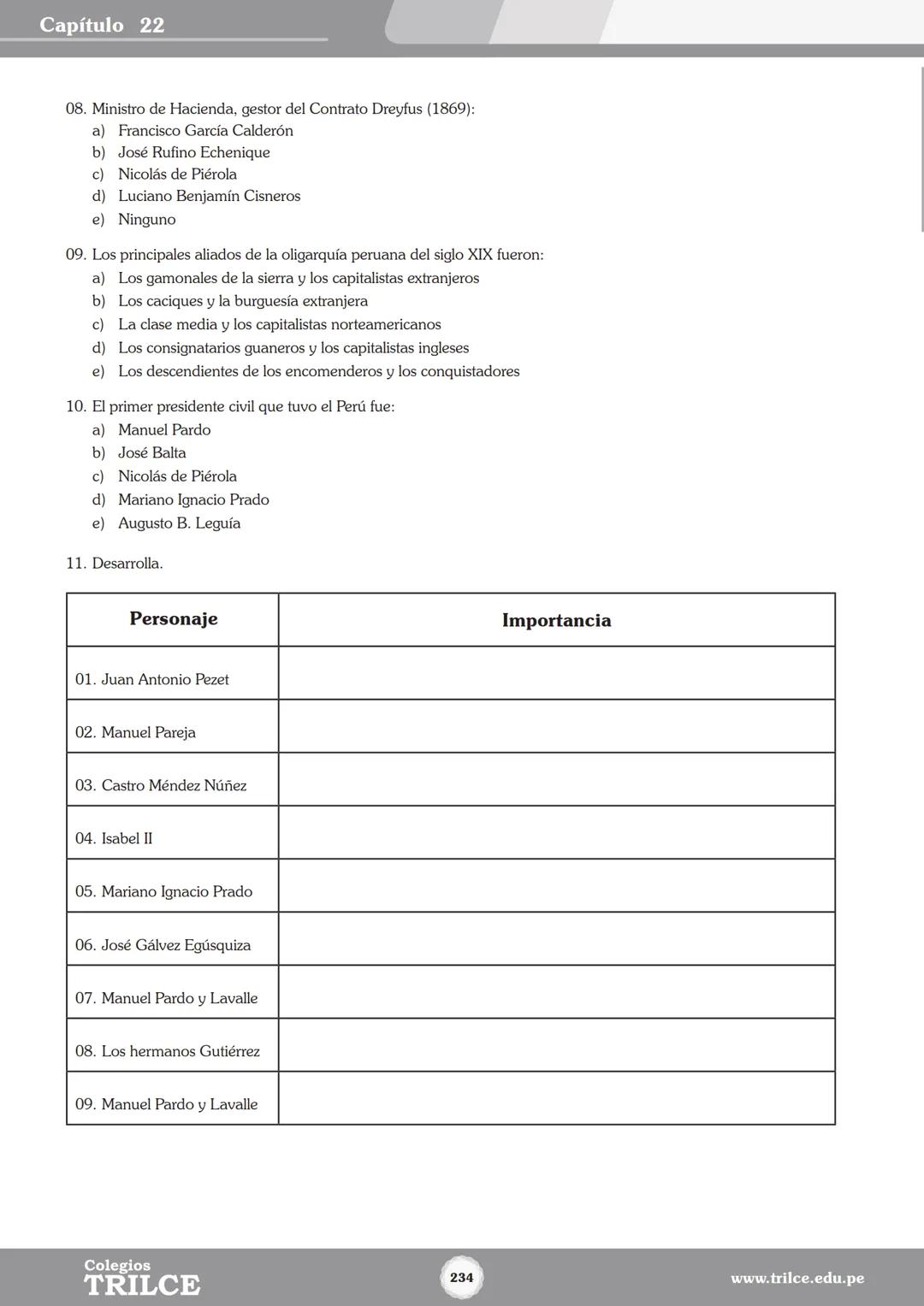 Colegios
# TRILCE
5.º San Marcos
Historia del Perú # Índice
I Bimestre
Capítulo 1
Primeros Pobladores Americanos
5
Capítulo 2
Poblamient
