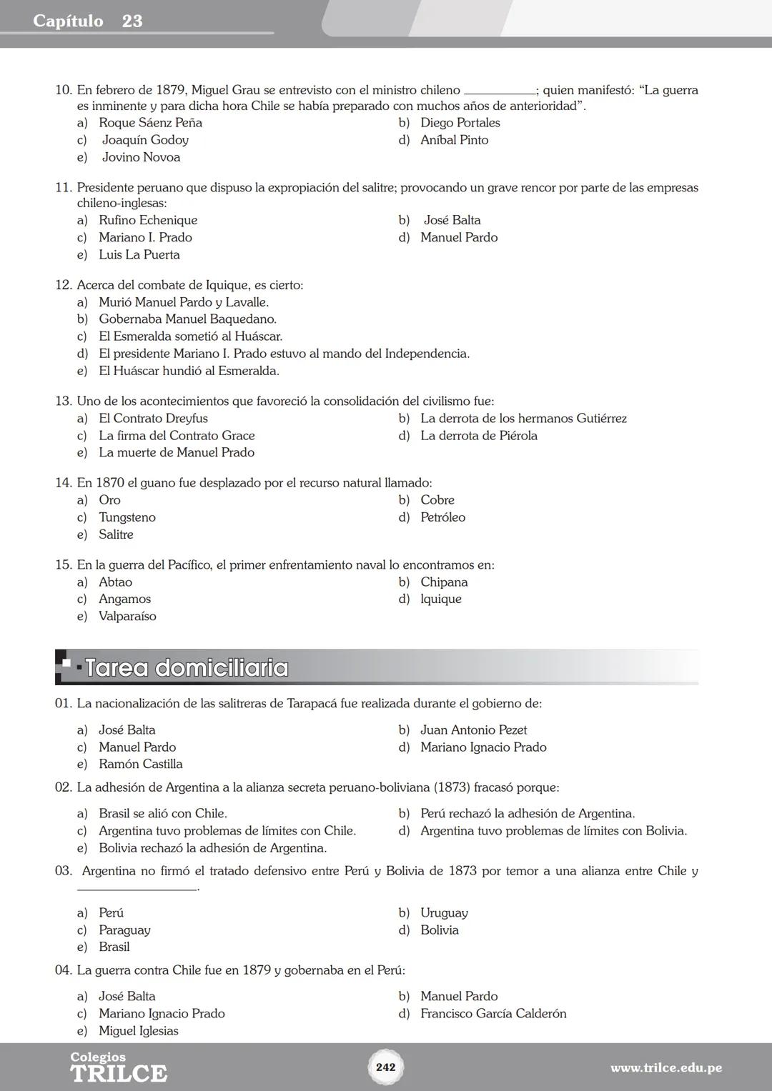 Colegios
# TRILCE
5.º San Marcos
Historia del Perú # Índice
I Bimestre
Capítulo 1
Primeros Pobladores Americanos
5
Capítulo 2
Poblamient