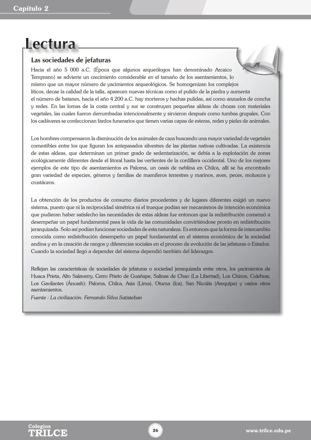 Colegios
# TRILCE
5.º San Marcos
Historia del Perú # Índice
I Bimestre
Capítulo 1
Primeros Pobladores Americanos
5
Capítulo 2
Poblamient