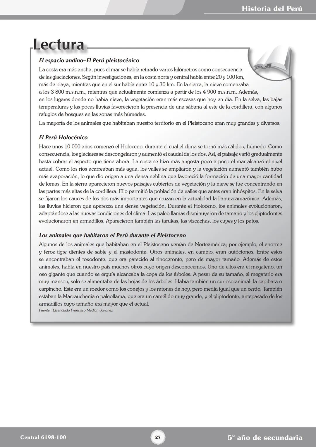 Colegios
# TRILCE
5.º San Marcos
Historia del Perú # Índice
I Bimestre
Capítulo 1
Primeros Pobladores Americanos
5
Capítulo 2
Poblamient