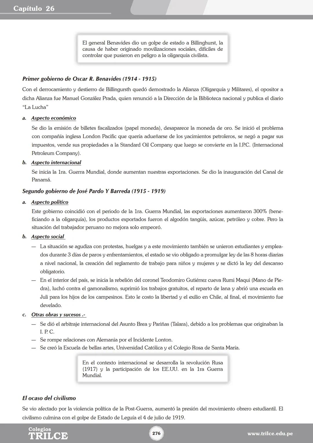 Colegios
# TRILCE
5.º San Marcos
Historia del Perú # Índice
I Bimestre
Capítulo 1
Primeros Pobladores Americanos
5
Capítulo 2
Poblamient