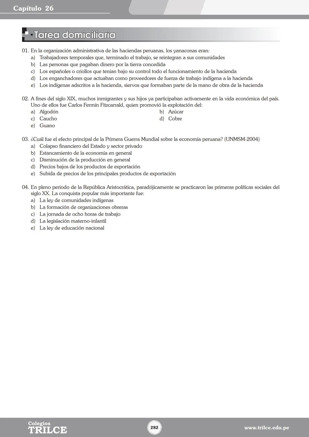 Colegios
# TRILCE
5.º San Marcos
Historia del Perú # Índice
I Bimestre
Capítulo 1
Primeros Pobladores Americanos
5
Capítulo 2
Poblamient