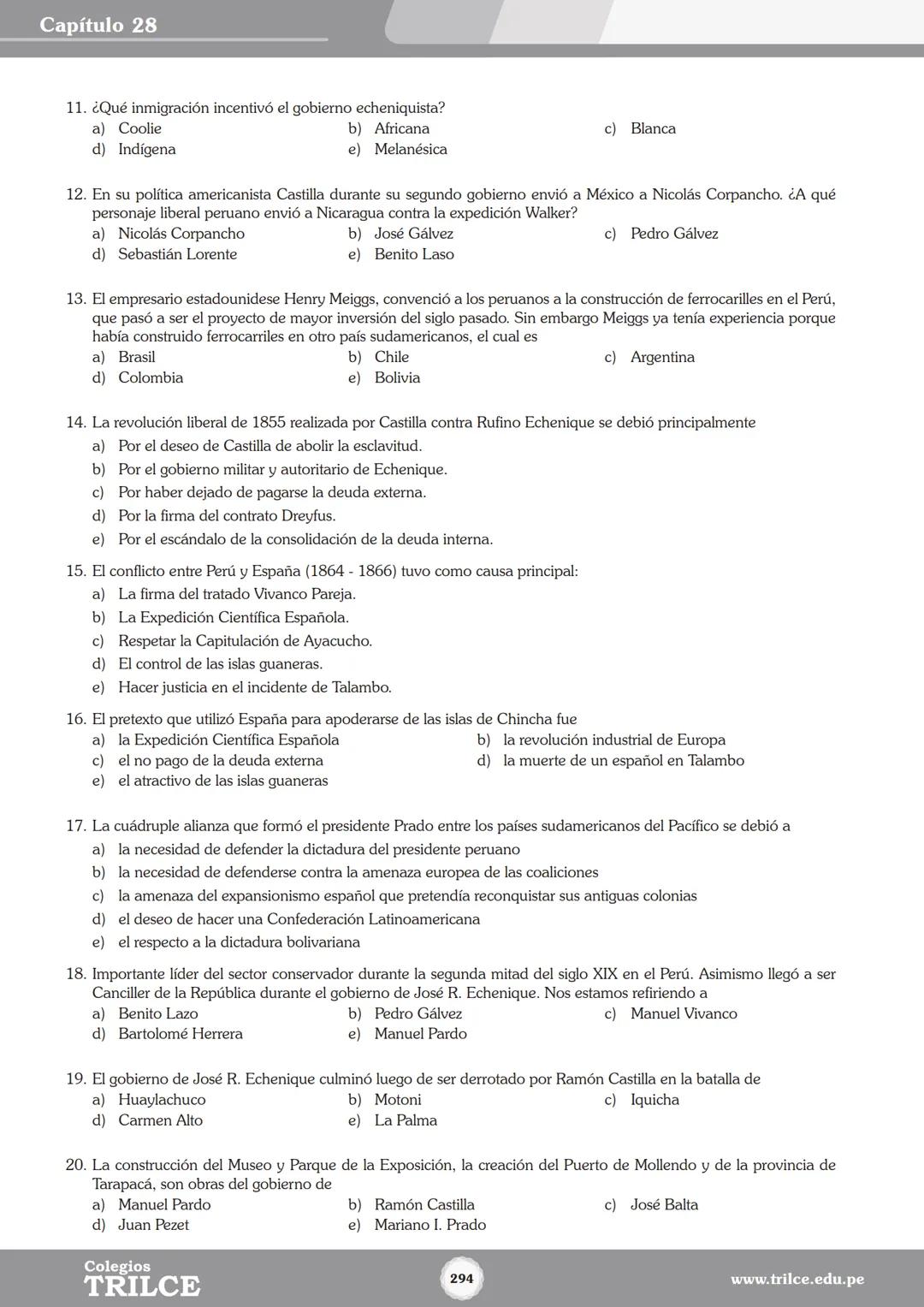 Colegios
# TRILCE
5.º San Marcos
Historia del Perú # Índice
I Bimestre
Capítulo 1
Primeros Pobladores Americanos
5
Capítulo 2
Poblamient