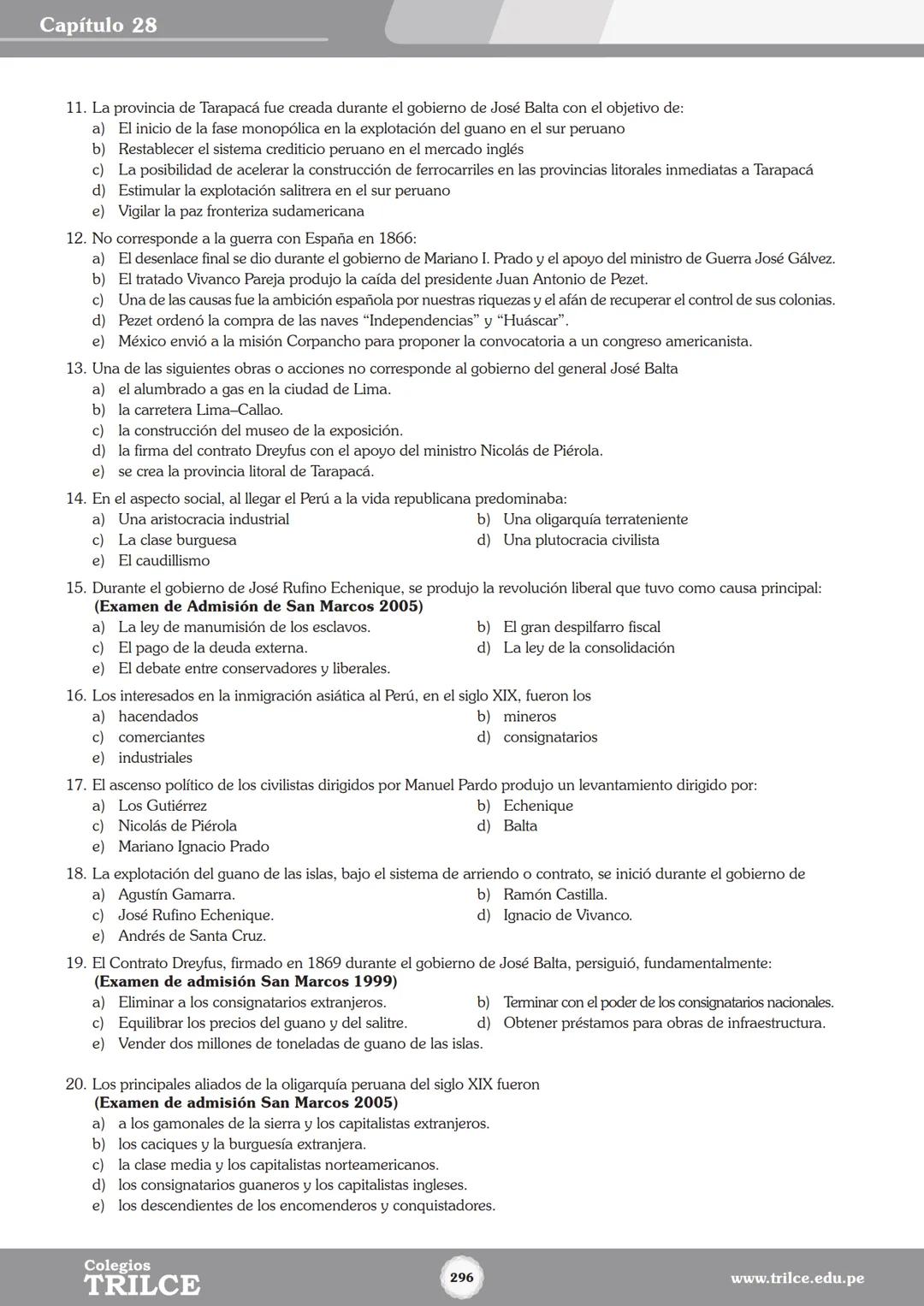 Colegios
# TRILCE
5.º San Marcos
Historia del Perú # Índice
I Bimestre
Capítulo 1
Primeros Pobladores Americanos
5
Capítulo 2
Poblamient