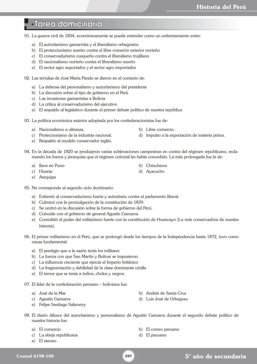 Colegios
# TRILCE
5.º San Marcos
Historia del Perú # Índice
I Bimestre
Capítulo 1
Primeros Pobladores Americanos
5
Capítulo 2
Poblamient