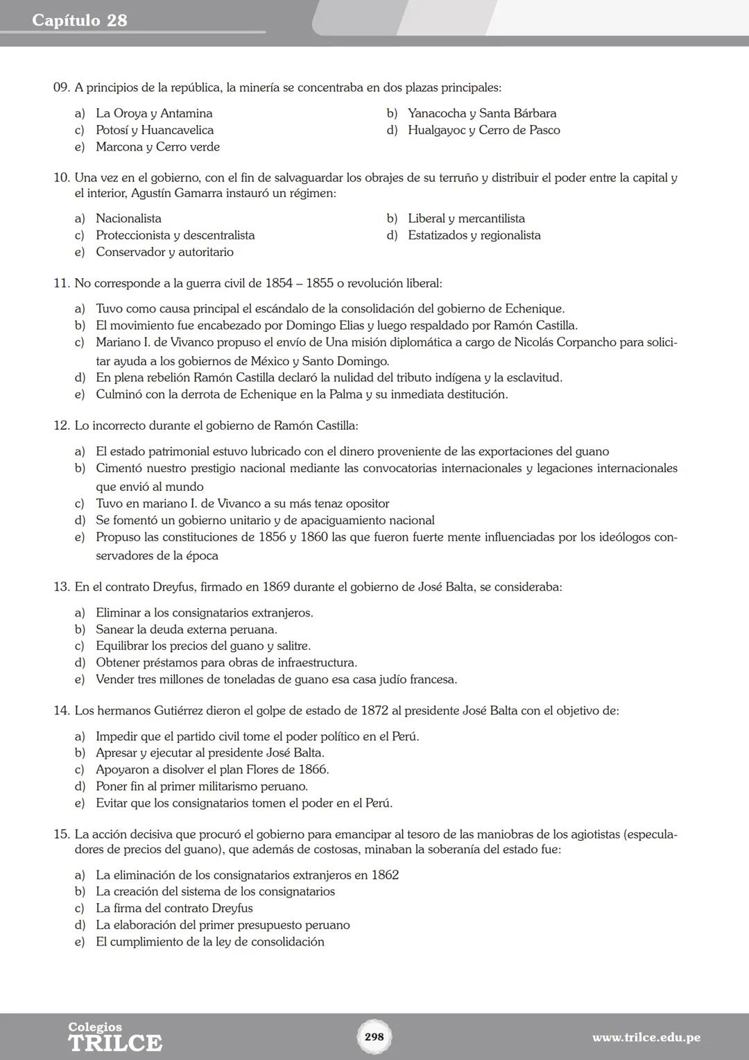 Colegios
# TRILCE
5.º San Marcos
Historia del Perú # Índice
I Bimestre
Capítulo 1
Primeros Pobladores Americanos
5
Capítulo 2
Poblamient