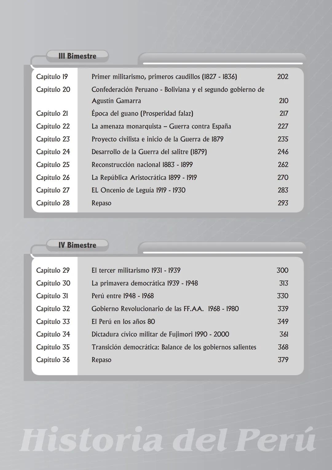 Colegios
# TRILCE
5.º San Marcos
Historia del Perú # Índice
I Bimestre
Capítulo 1
Primeros Pobladores Americanos
5
Capítulo 2
Poblamient
