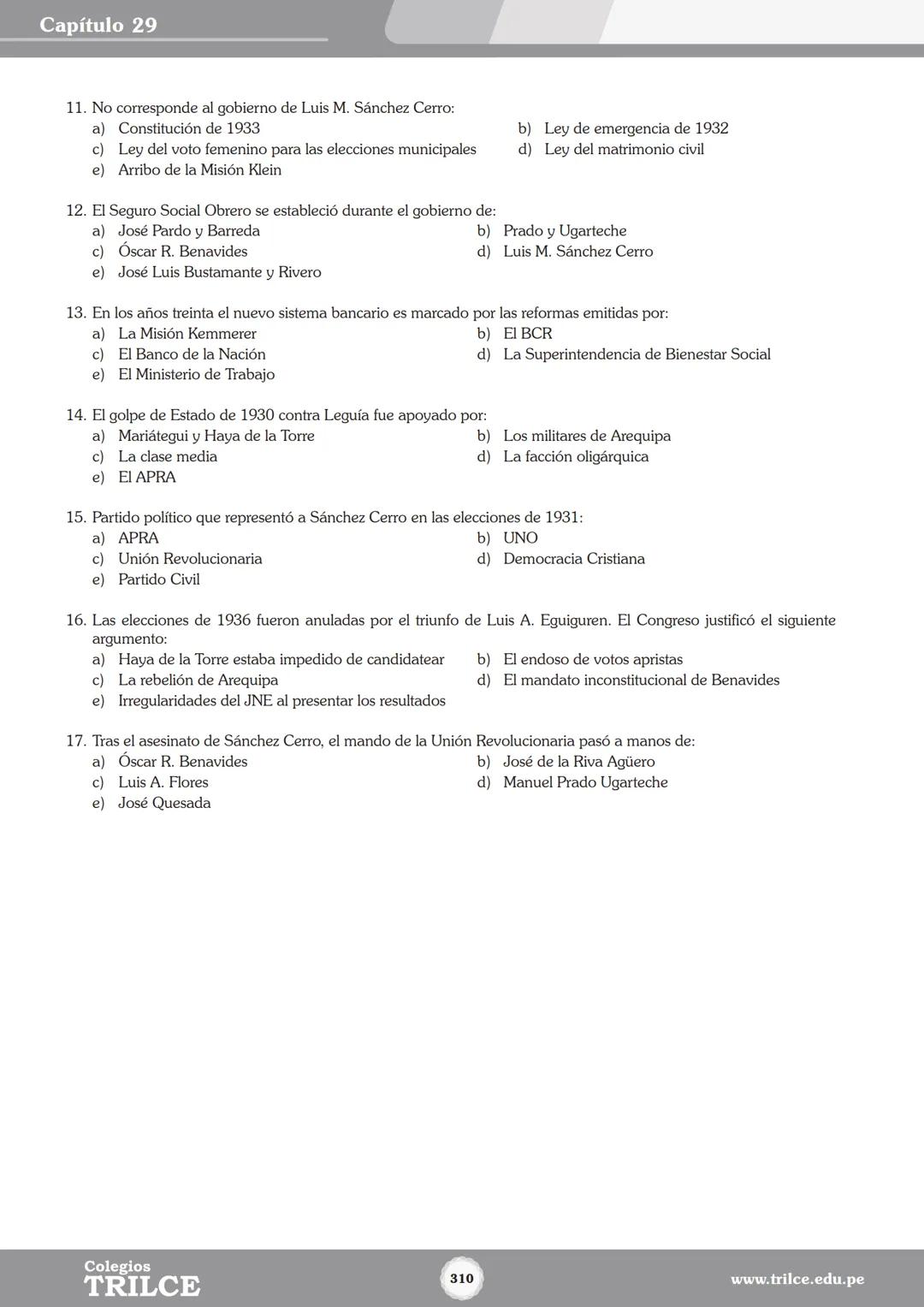 Colegios
# TRILCE
5.º San Marcos
Historia del Perú # Índice
I Bimestre
Capítulo 1
Primeros Pobladores Americanos
5
Capítulo 2
Poblamient