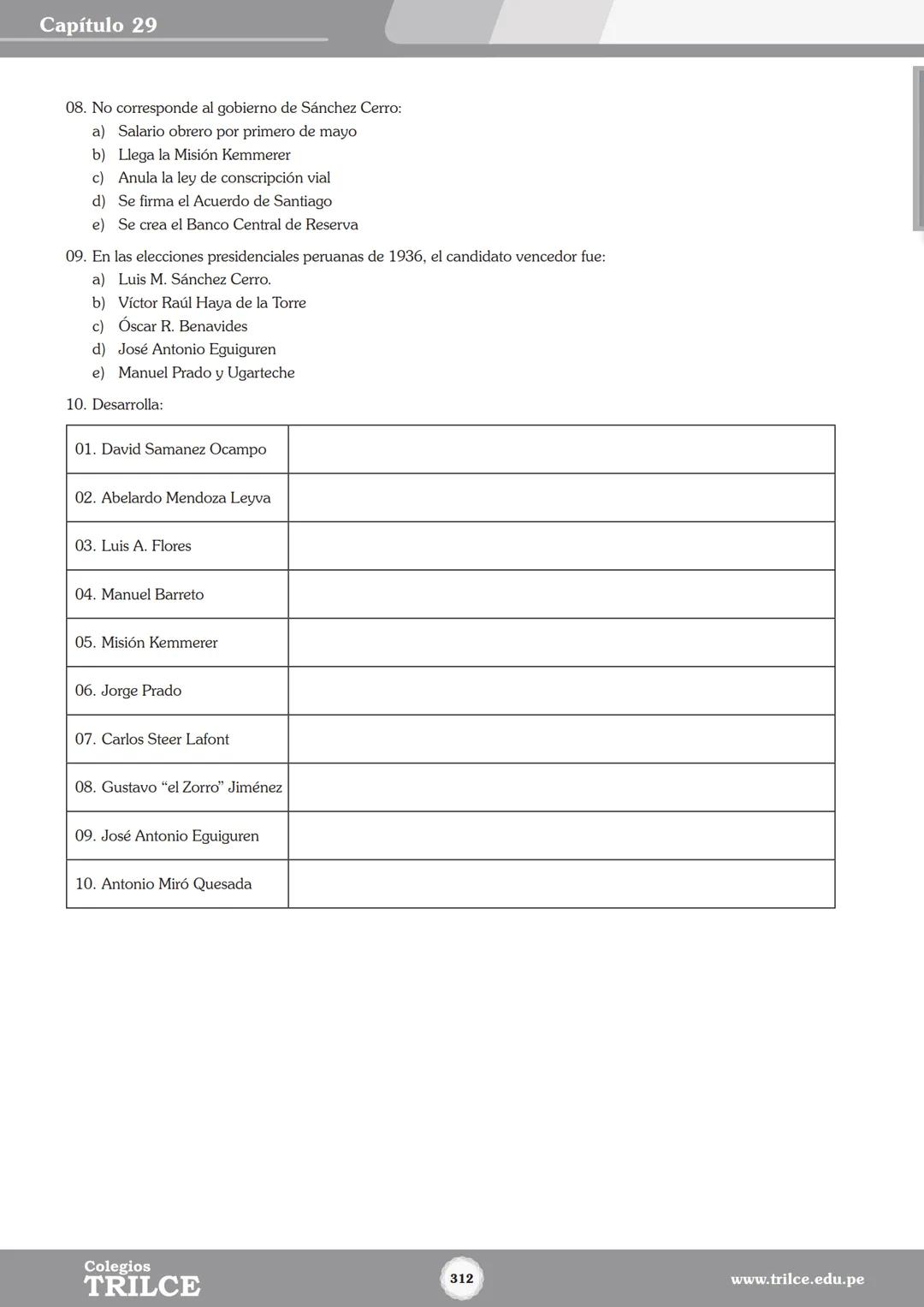 Colegios
# TRILCE
5.º San Marcos
Historia del Perú # Índice
I Bimestre
Capítulo 1
Primeros Pobladores Americanos
5
Capítulo 2
Poblamient