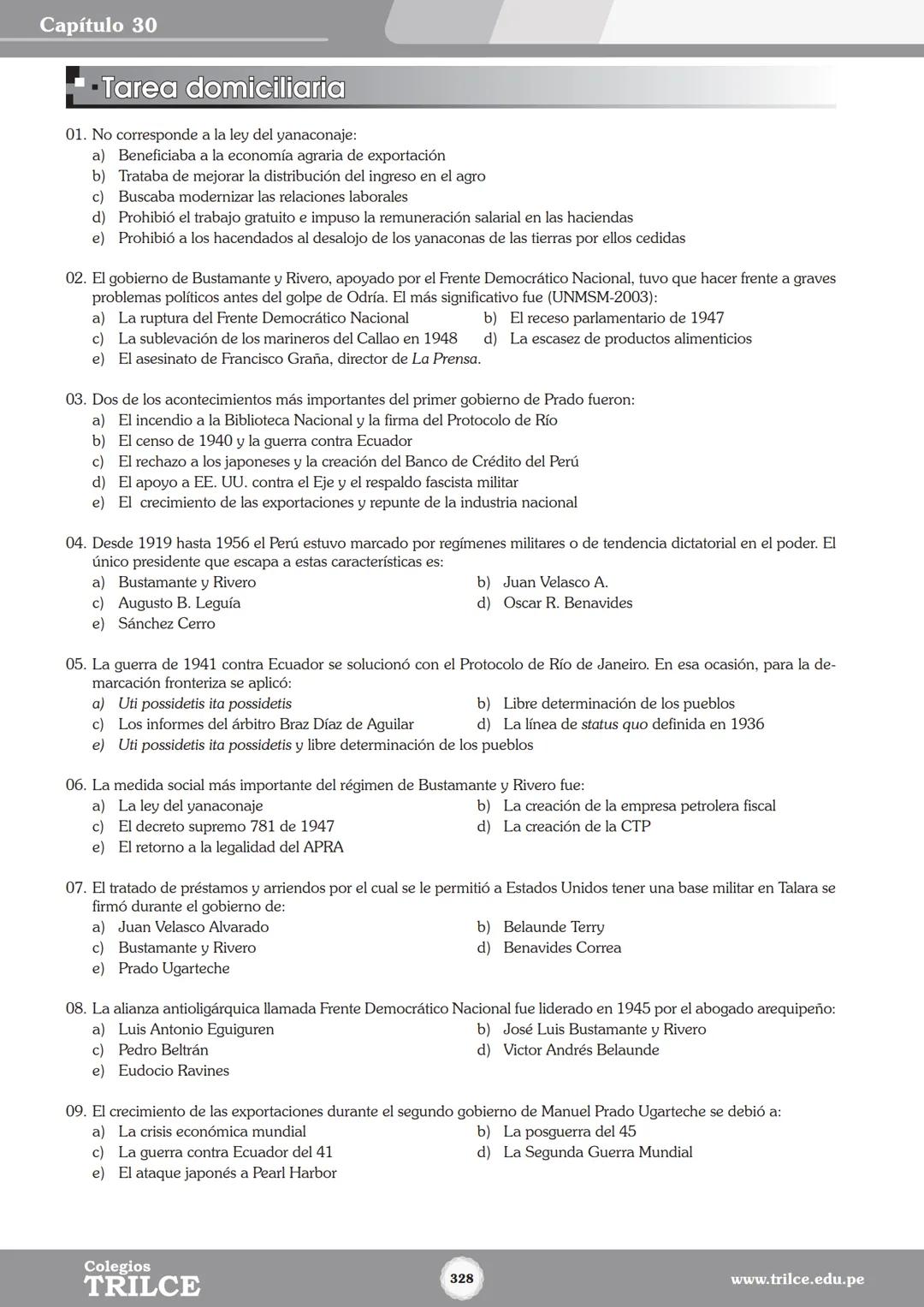 Colegios
# TRILCE
5.º San Marcos
Historia del Perú # Índice
I Bimestre
Capítulo 1
Primeros Pobladores Americanos
5
Capítulo 2
Poblamient