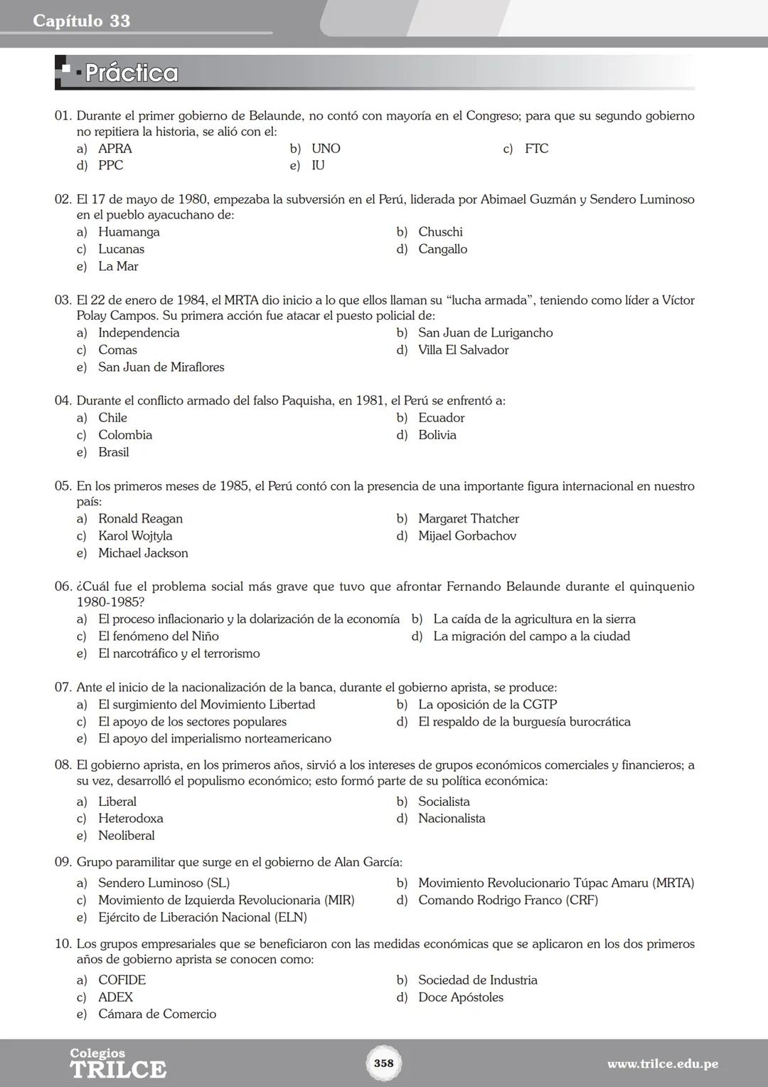 Colegios
# TRILCE
5.º San Marcos
Historia del Perú # Índice
I Bimestre
Capítulo 1
Primeros Pobladores Americanos
5
Capítulo 2
Poblamient