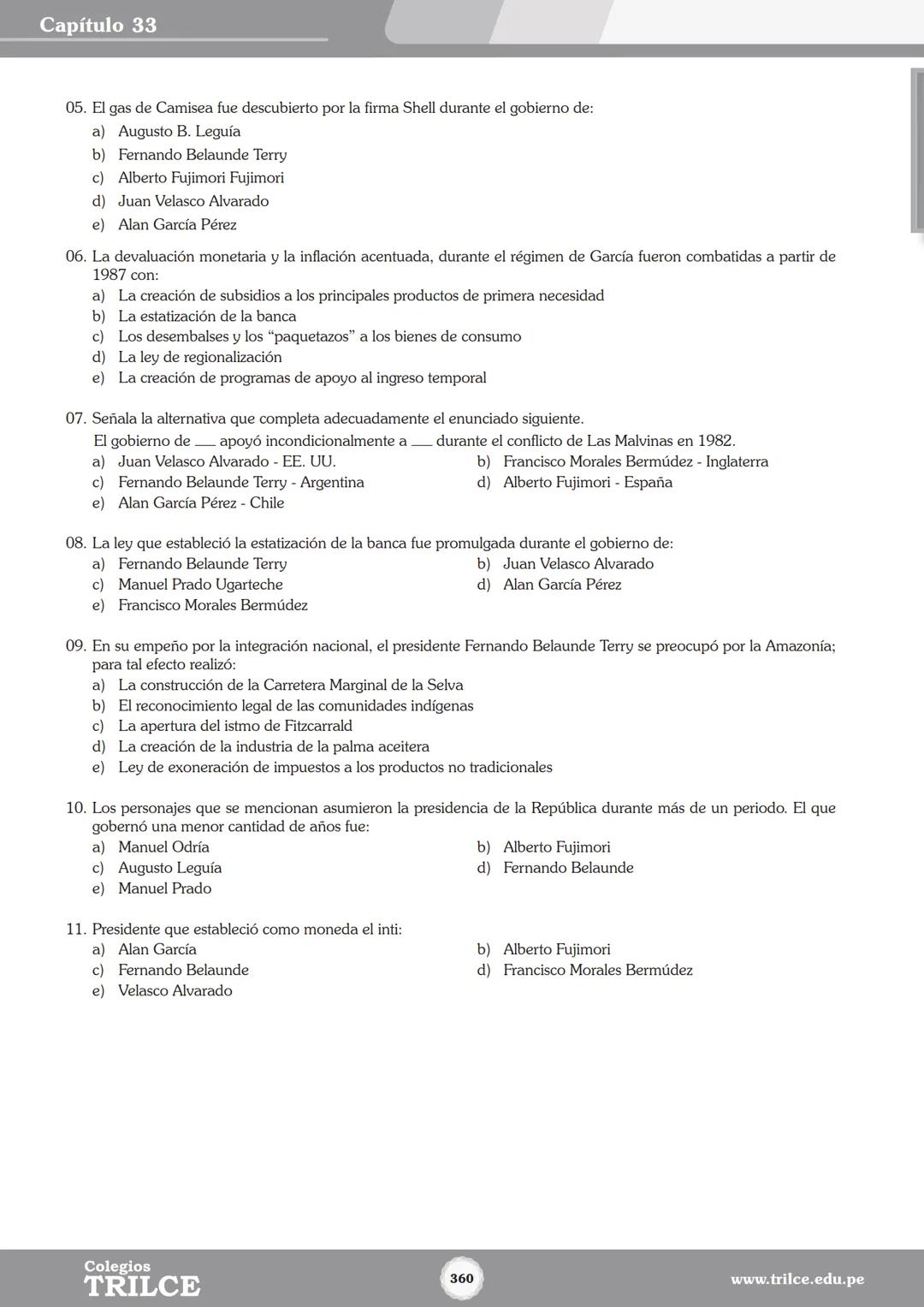 Colegios
# TRILCE
5.º San Marcos
Historia del Perú # Índice
I Bimestre
Capítulo 1
Primeros Pobladores Americanos
5
Capítulo 2
Poblamient