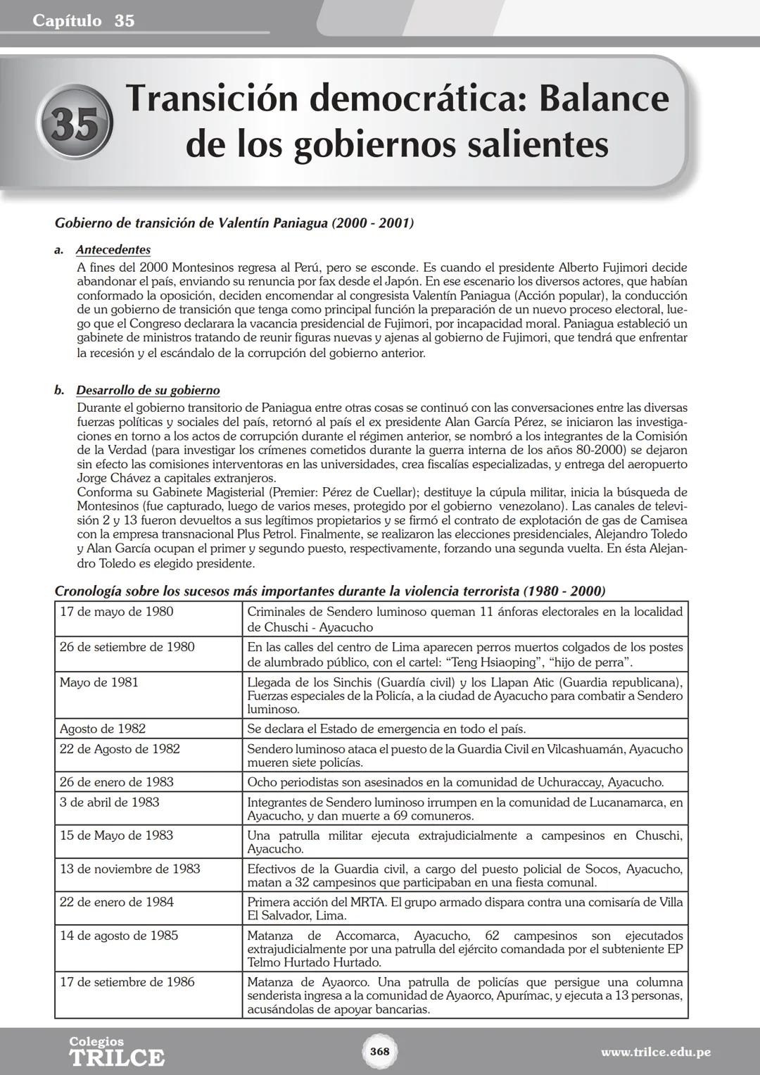 Colegios
# TRILCE
5.º San Marcos
Historia del Perú # Índice
I Bimestre
Capítulo 1
Primeros Pobladores Americanos
5
Capítulo 2
Poblamient