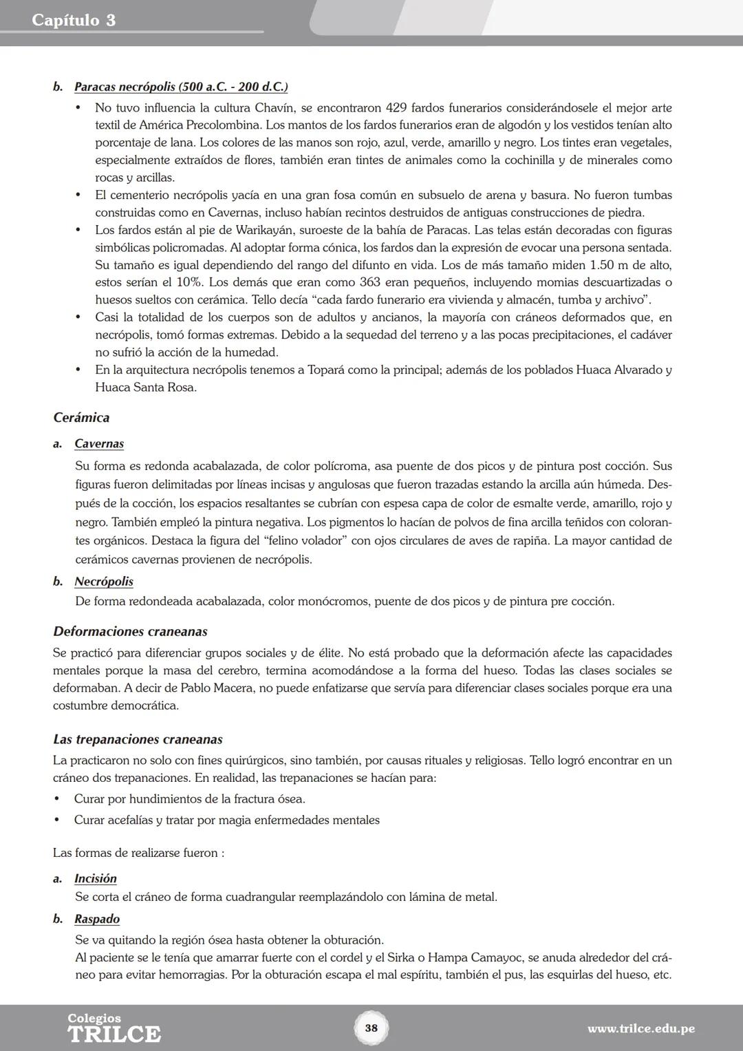Colegios
# TRILCE
5.º San Marcos
Historia del Perú # Índice
I Bimestre
Capítulo 1
Primeros Pobladores Americanos
5
Capítulo 2
Poblamient