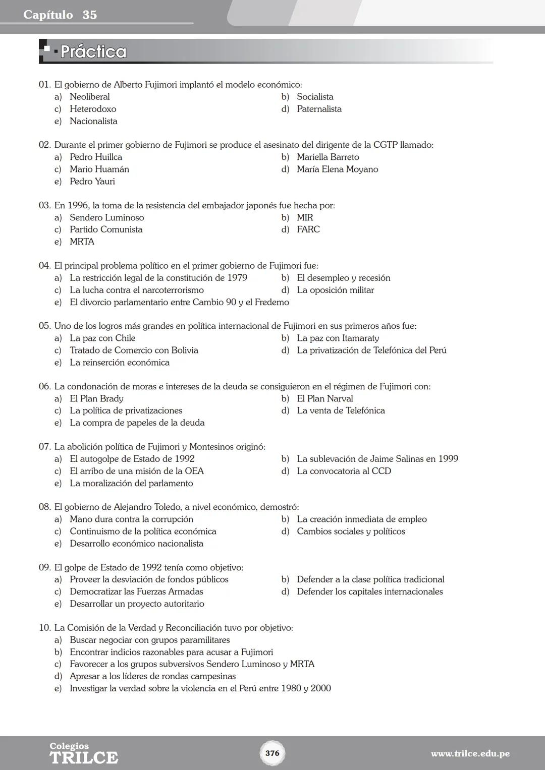 Colegios
# TRILCE
5.º San Marcos
Historia del Perú # Índice
I Bimestre
Capítulo 1
Primeros Pobladores Americanos
5
Capítulo 2
Poblamient