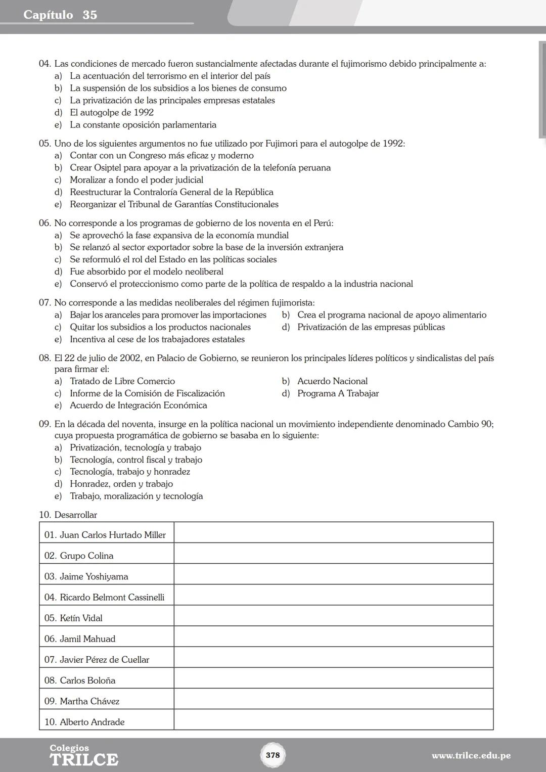 Colegios
# TRILCE
5.º San Marcos
Historia del Perú # Índice
I Bimestre
Capítulo 1
Primeros Pobladores Americanos
5
Capítulo 2
Poblamient