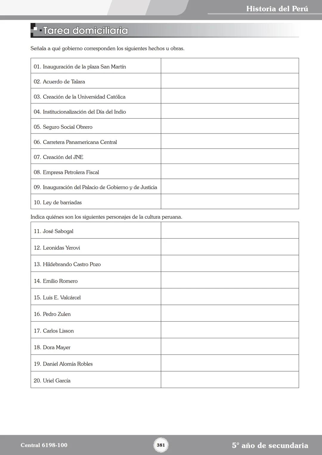 Colegios
# TRILCE
5.º San Marcos
Historia del Perú # Índice
I Bimestre
Capítulo 1
Primeros Pobladores Americanos
5
Capítulo 2
Poblamient