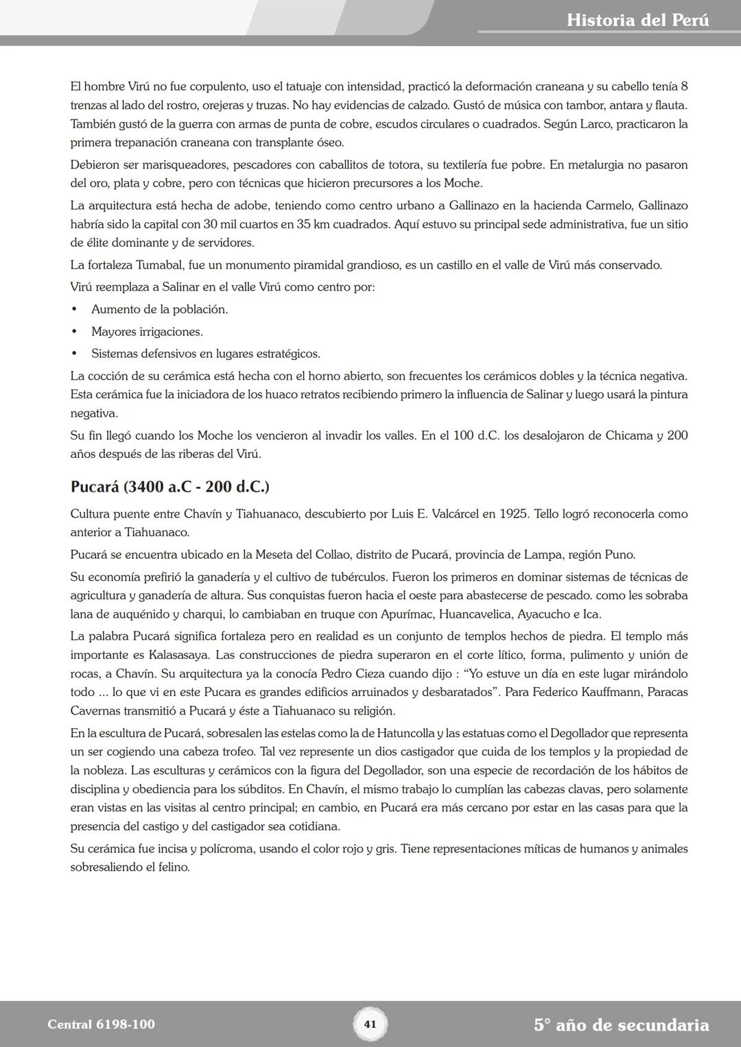Colegios
# TRILCE
5.º San Marcos
Historia del Perú # Índice
I Bimestre
Capítulo 1
Primeros Pobladores Americanos
5
Capítulo 2
Poblamient