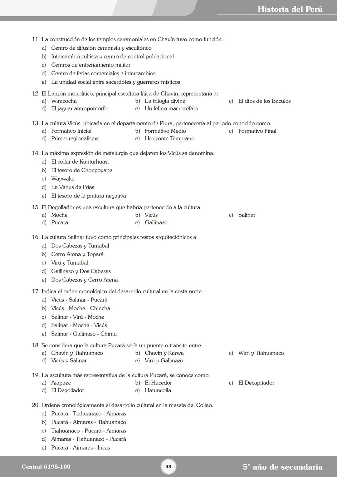 Colegios
# TRILCE
5.º San Marcos
Historia del Perú # Índice
I Bimestre
Capítulo 1
Primeros Pobladores Americanos
5
Capítulo 2
Poblamient