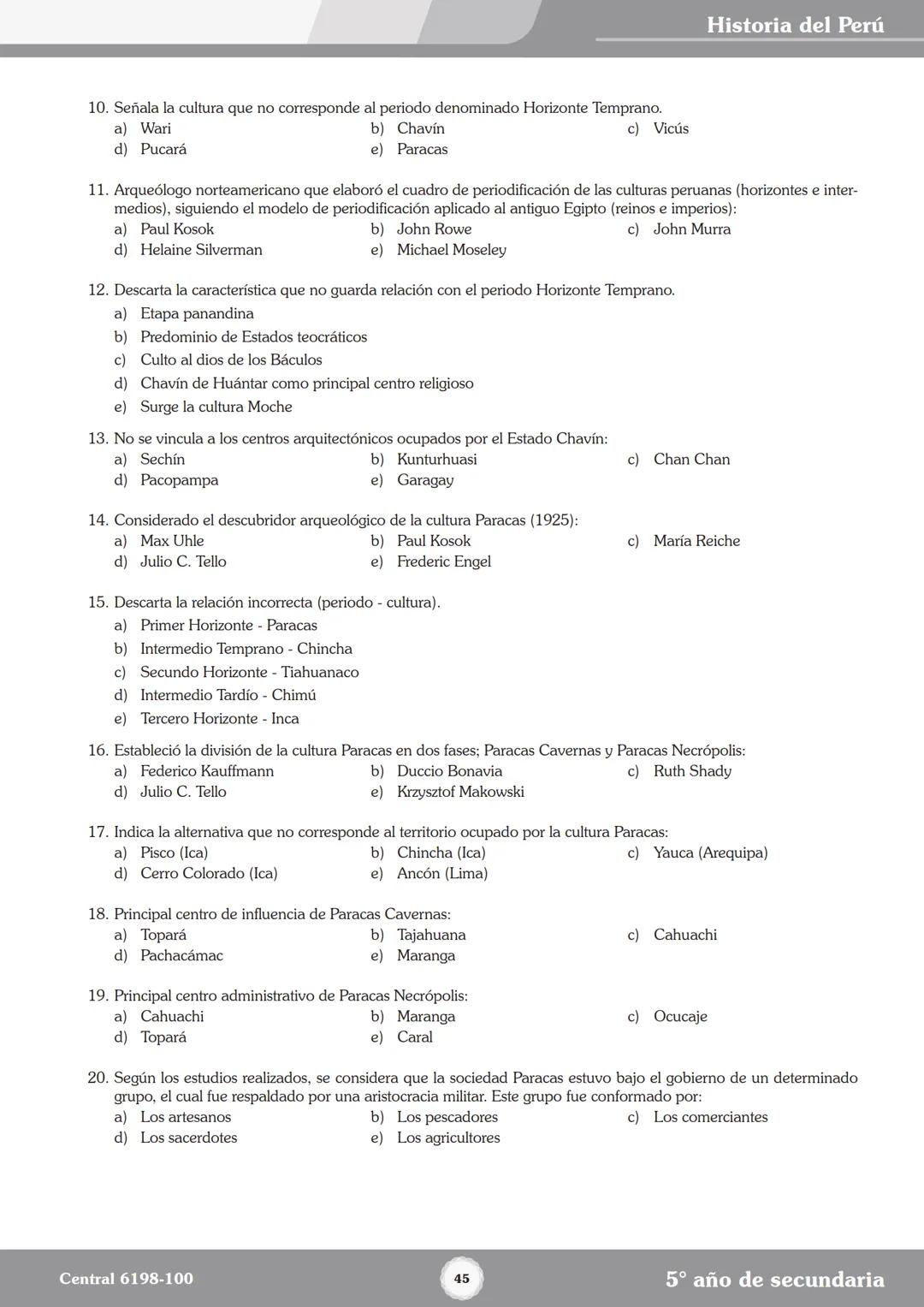 Colegios
# TRILCE
5.º San Marcos
Historia del Perú # Índice
I Bimestre
Capítulo 1
Primeros Pobladores Americanos
5
Capítulo 2
Poblamient