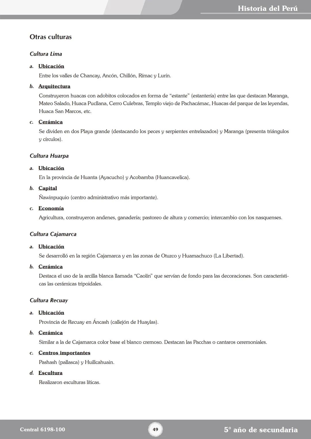 Colegios
# TRILCE
5.º San Marcos
Historia del Perú # Índice
I Bimestre
Capítulo 1
Primeros Pobladores Americanos
5
Capítulo 2
Poblamient