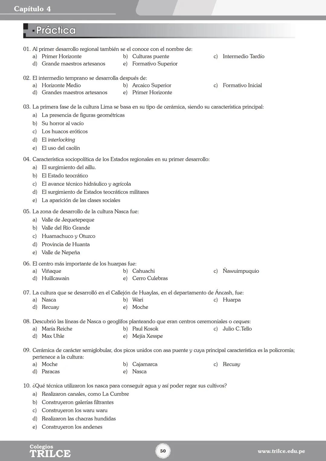 Colegios
# TRILCE
5.º San Marcos
Historia del Perú # Índice
I Bimestre
Capítulo 1
Primeros Pobladores Americanos
5
Capítulo 2
Poblamient