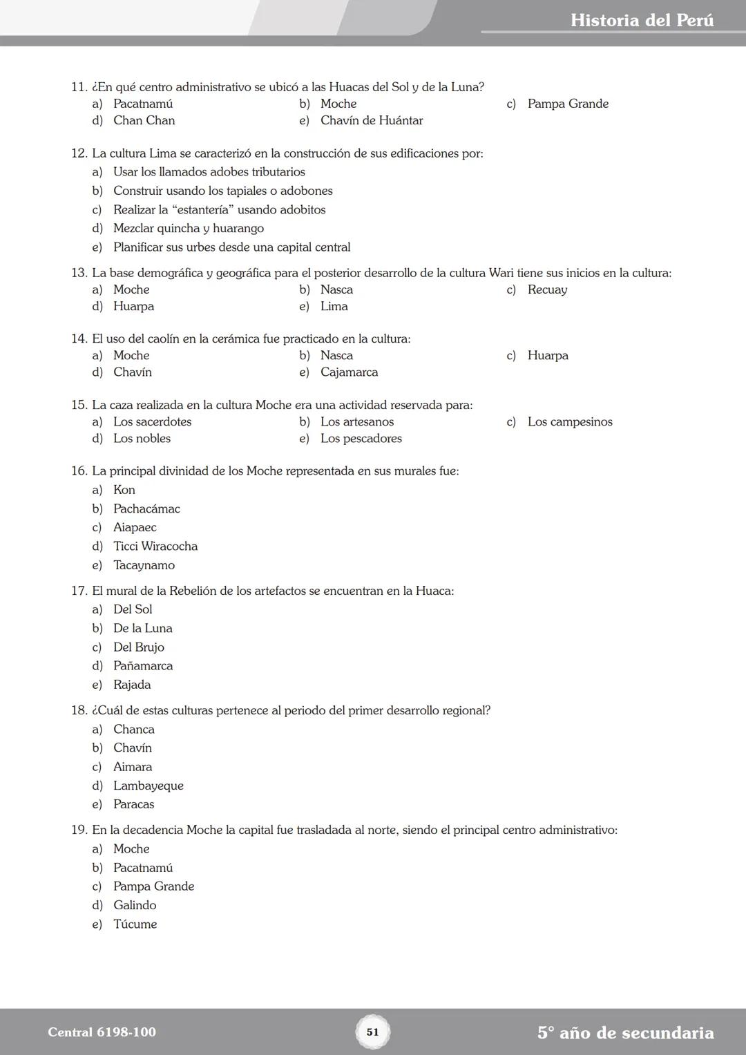 Colegios
# TRILCE
5.º San Marcos
Historia del Perú # Índice
I Bimestre
Capítulo 1
Primeros Pobladores Americanos
5
Capítulo 2
Poblamient