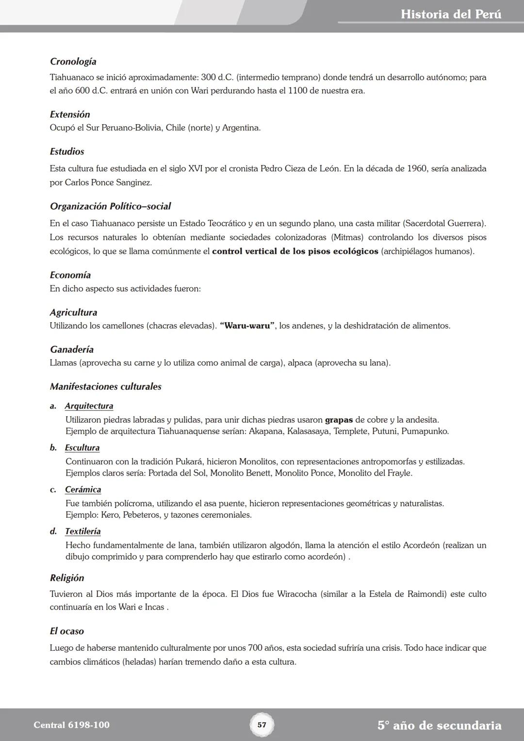 Colegios
# TRILCE
5.º San Marcos
Historia del Perú # Índice
I Bimestre
Capítulo 1
Primeros Pobladores Americanos
5
Capítulo 2
Poblamient