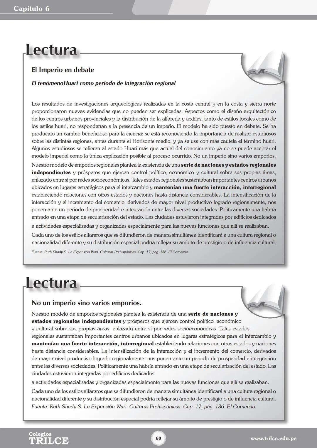 Colegios
# TRILCE
5.º San Marcos
Historia del Perú # Índice
I Bimestre
Capítulo 1
Primeros Pobladores Americanos
5
Capítulo 2
Poblamient