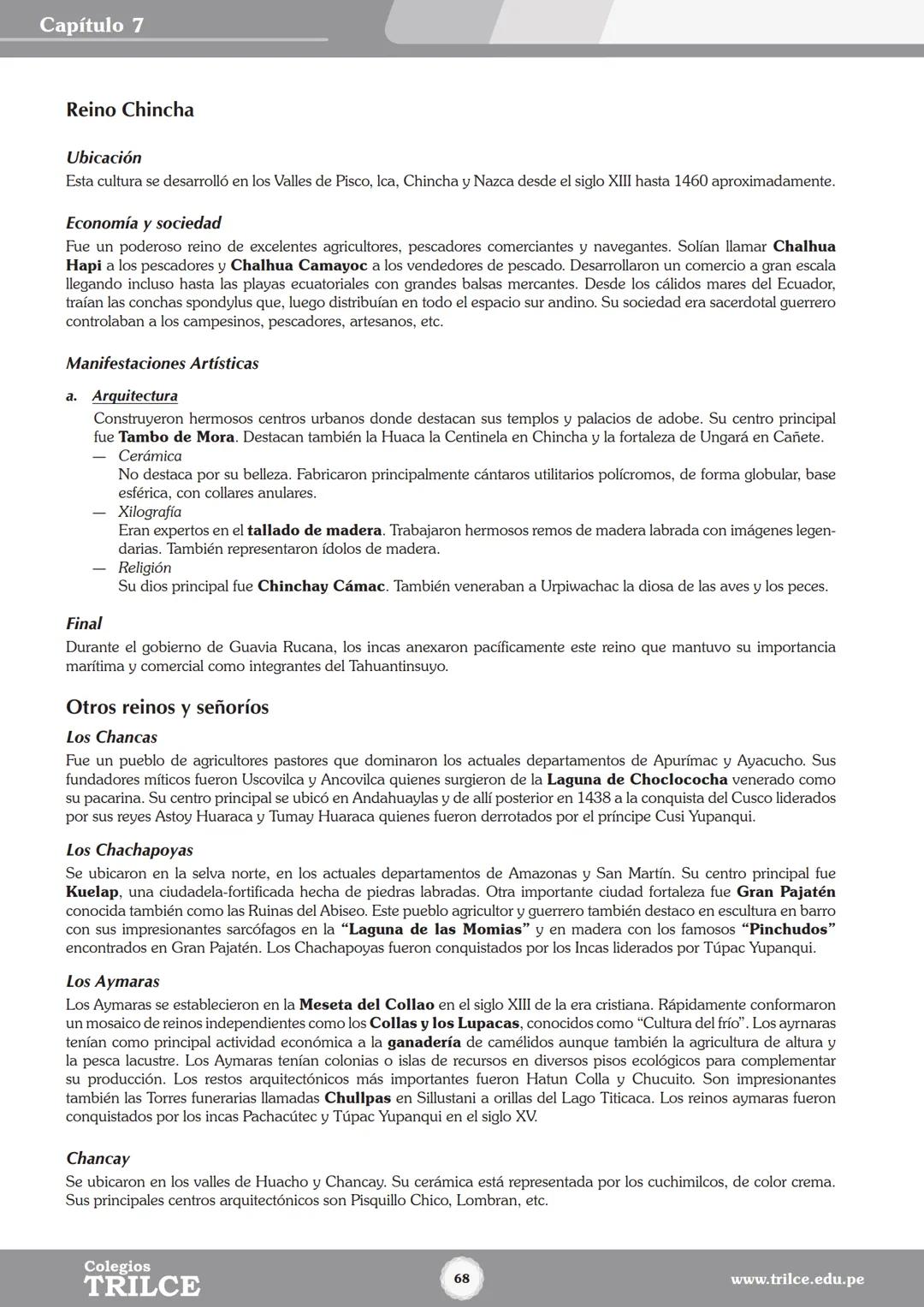 Colegios
# TRILCE
5.º San Marcos
Historia del Perú # Índice
I Bimestre
Capítulo 1
Primeros Pobladores Americanos
5
Capítulo 2
Poblamient