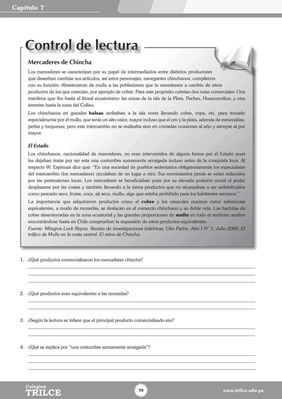 Colegios
# TRILCE
5.º San Marcos
Historia del Perú # Índice
I Bimestre
Capítulo 1
Primeros Pobladores Americanos
5
Capítulo 2
Poblamient