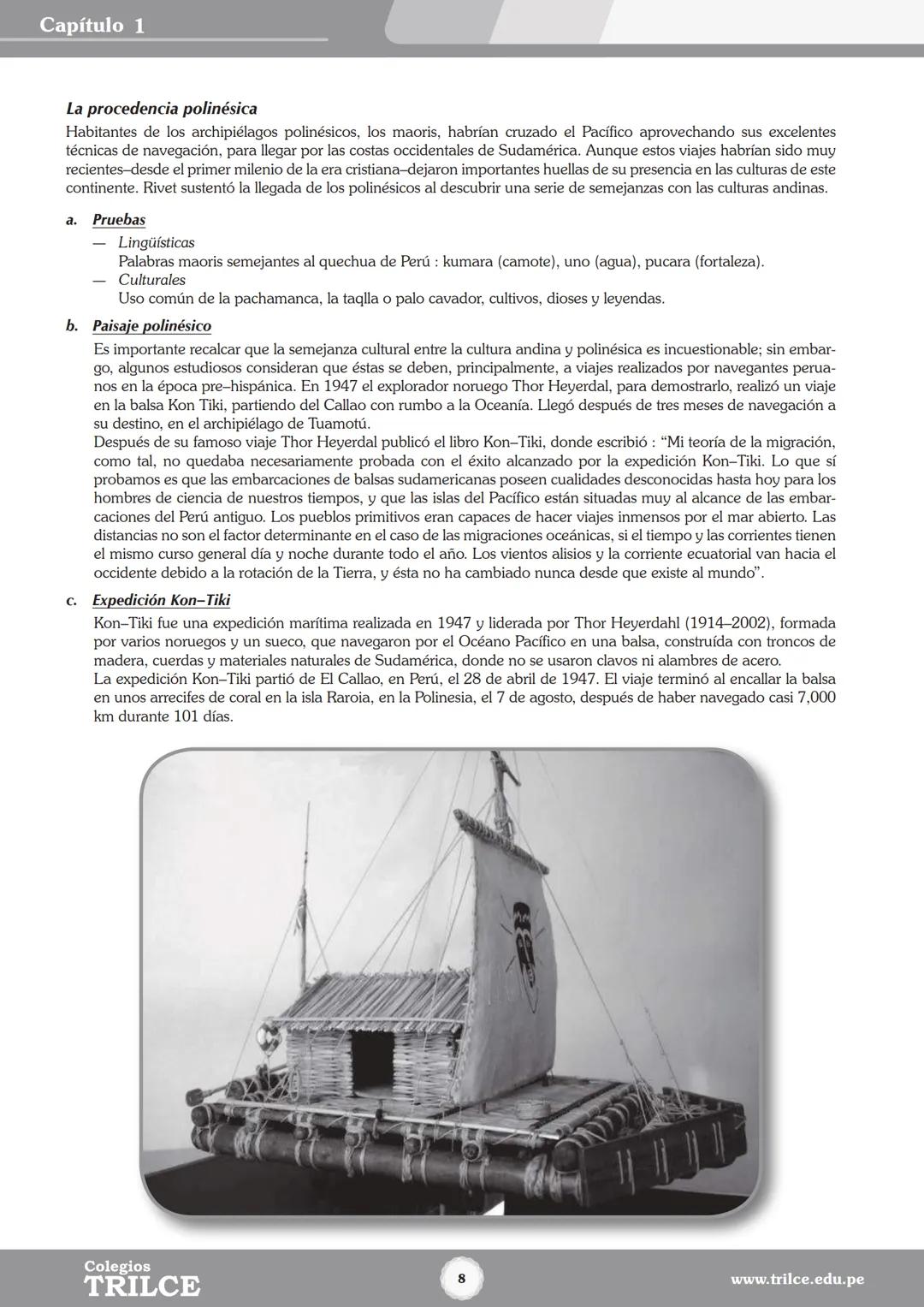 Colegios
# TRILCE
5.º San Marcos
Historia del Perú # Índice
I Bimestre
Capítulo 1
Primeros Pobladores Americanos
5
Capítulo 2
Poblamient